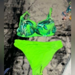 Green floral bikini